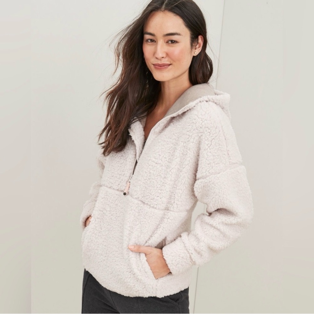 prAna Permafrost Cream/Oatmeal Half Zip Sherpa Pullover Size Small